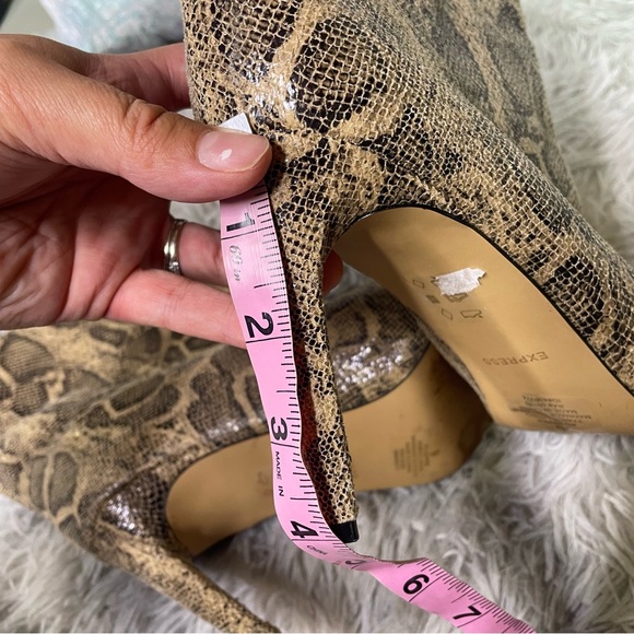 Express Snakeskin Embossed Pointed Toe Asymmetrical Shaft Booties Size 9 - Picture 8 of 8